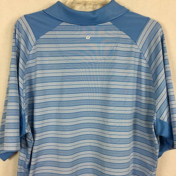 Bolle Polo Shirt Mens Sz XL Blue Striped Stretch Knit Short Sleeve Golf Collar‎ - Picture 5 of 10